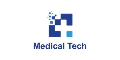 logo design combination plus and technology, digital, symbol for medical tech, clinic, health icon, idea, creative. vector