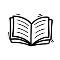 Hand drawn illustration of an open book. Ideal for educational, literary, and creative themes. Perfect for use in school materials or graphic design projects. vector