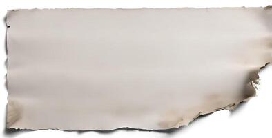 A torn sheet of paper with charred edges, perfect for business documents or design mockups photo