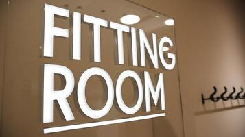 Illuminated Fitting Room Sign with Clothes Hooks, ideal for retail business environments photo