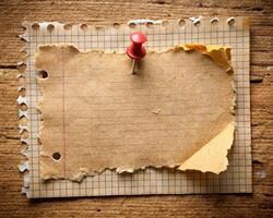 Pinned note on rustic wooden surface for announcements or business reminders photo