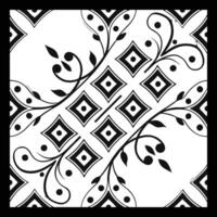 a black and white square pattern with a design vector