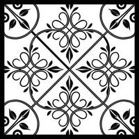 a black and white square tile with a floral design. Classic Monochrome Ornamental Pattern vector