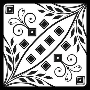 a black and white design with a square and a square vector