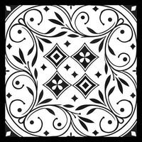 a black and white tile with a decorative design. vector