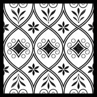a black and white pattern with a floral design. Luxurious Black and White Floral Pattern vector