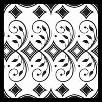 a black and white pattern with a floral design. vector