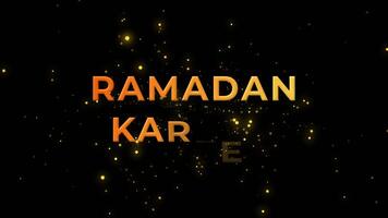 Ramadan kareem text animation with Particle Glitter Glow Background Loop. Particle glow video