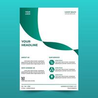 Flyer brochure template design. in green color gradient. abstract flyer, minimalist, cover, A4 size design vector