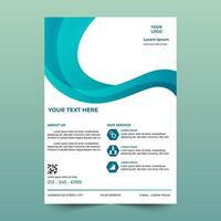 Flyer brochure template design. Modern abstract flyer in green color gradient, cover, A4 size vector