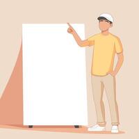 Man Pointing at a Blank Poster for a Presentation vector