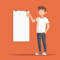 Boy Showing Ideas on a Blank Board for a Group Activity vector