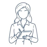 Woman Reading a Book in a Calm and Focused Setting vector