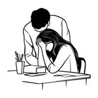Teacher Helping Student in an Art Class vector