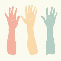 Pastel-Colored Hands in Abstract Minimalist Design vector