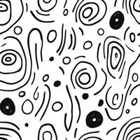 Abstract Black and White Doodle Pattern with Swirls and Circles vector