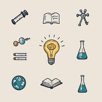 Science and Knowledge Concept Illustration with Lightbulb and Books vector