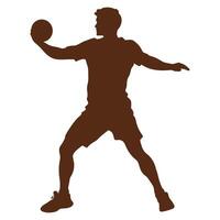 Handball Player in Solid Brown Silhouette vector