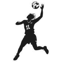 Dynamic Soccer Player in Black Silhouette Kicking Ball vector