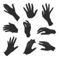 Assorted Silhouettes of Hands in Different Gestures vector
