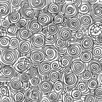 Black and White Abstract Pattern with Swirls and Circles vector