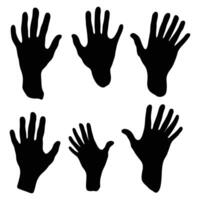 Collection of Black Silhouetted Hands in Open and Closed Gestures vector