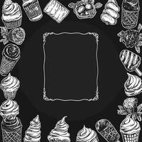 Decorative Chalkboard Frame with Pastries and Sweets vector