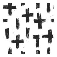Minimalist Black Brushstroke Crosses in Random Pattern on White vector