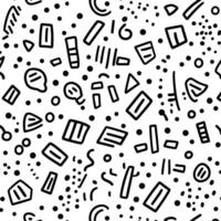 Abstract Monochrome Pattern of Doodles and Geometric Shapes vector