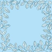 Decorative Blue Background with Botanical Leaf Border vector