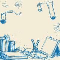 HandDrawn Study Essentials with Books, Pens, and Tools vector