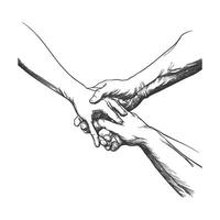 HandDrawn Illustration of Two Hands Holding Each Other vector