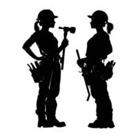Silhouettes of Two Fairies Facing Each Other Holding Magic Wands vector
