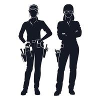 Armed Female Tactical Agents in Confident Stance vector
