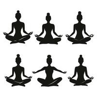Meditation Silhouettes in Rows vector