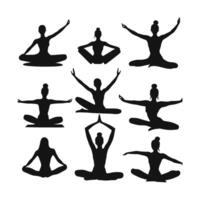 Yoga Pattern of Standing and Sitting Poses vector