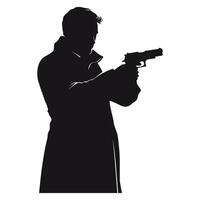 Shadowed Figure Holding a Gun in Action Pose vector