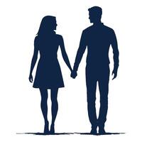 Silhouetted Couple Holding Hands in Front of a Gradient Background vector