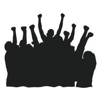 Crowd Silhouette Cheering with Hands Raised in Unity vector