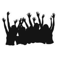 Crowd Silhouettes Cheering and Celebrating in Unity vector