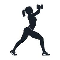 Silhouette of a Woman Lifting Dumbbells in a Strength Pose vector