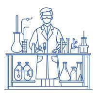 Scientist Conducting Experiments in Laboratory Illustration vector