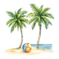 Tropical Island with Two Palm Trees and Calm Waters vector