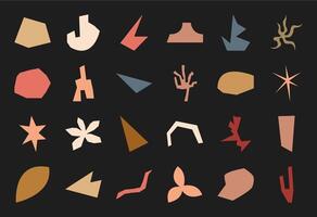 Modern boho irregular symbol collection, flat liquid random element art, cute organic asymmetric silhouette graphic, doodle abstract minimal form design, trendy geometric amorphous shape set, vector