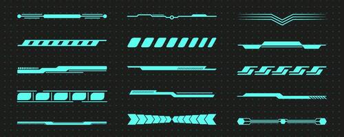 Retro 90s futuristic game hud element set, psychedelic groovy interface decoration aesthetic, geometric trendy y2k ui figure design, space frame shape collection, modern blue neon symbol graphic. vector
