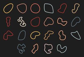 Doodle organic asymmetric line circle silhouette design, trendy boho irregular frame form set, modern amorphous element art, flat abstract random symbol graphic, cute liquid minimal shape collection, vector