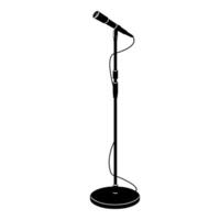 Black Silhouette Microphone With Stand Concert Musical Performance Recording - Icon Illustration Symbol vector