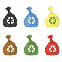 Multi Colored recycle garbage trash bin bag icons vector