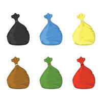 Plastic Bin Full Trash Garbage Sacks - Color Icon Illustration Collection set Symbol vector