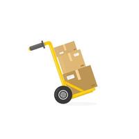 Warehouse Trolley Carrying and Lifting Box Load - Color Icon Illustration Symbol vector